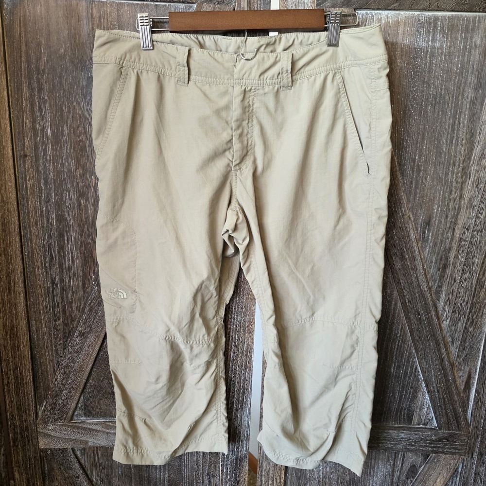 The North Face Pants Women's Size 14‎ Beige Cargo Pockets Hiking Nylon Cropped